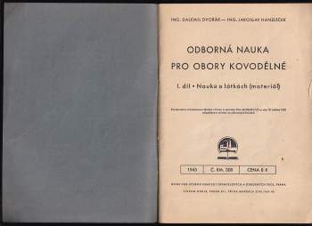 Jaroslav Hanzlíček: Odborná nauka pro obory kovodělné