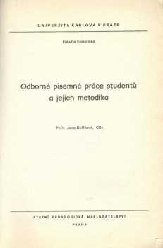 Odborné písemné práce studentů a jejich metodika