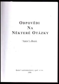 ʿAbd al-Bahā: Odpovědi na některé otázky