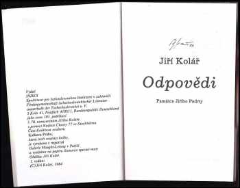 Jiří Kolář: Odpovědi