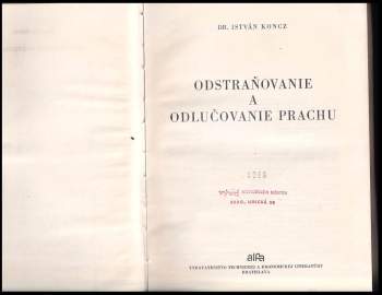 István Koncz: Odstraňovanie a odlučovanie prachu
