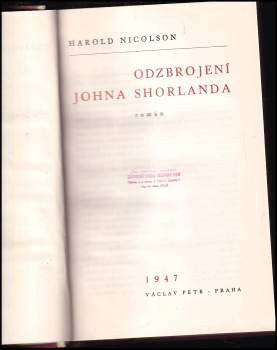Harold Nicolson: Odzbrojení Johna Shorlanda