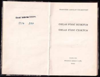 František Ladislav Čelakovský: Ohlas písní ruských ; Ohlas písní českých