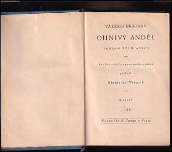 Valerij Jakovlevič Brjusov: Ohnivý anděl