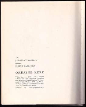 Jaroslav Hofman: Okrasné keře
