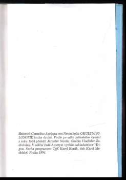 Heinrich Cornelius Agrippa von Nettesheim: Okultní filosofie