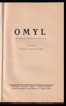 Vlasta Javořická: Omyl