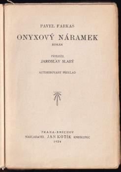 Pavel Farkaš: Onyxový náramek