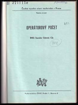 Stanislav Gabriel: Operátorový počet