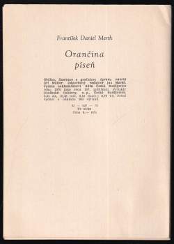 František Daniel Merth: Orančina píseň