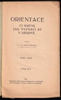Josef Klenka: Orientace či umění, jak vyznati se v krajině