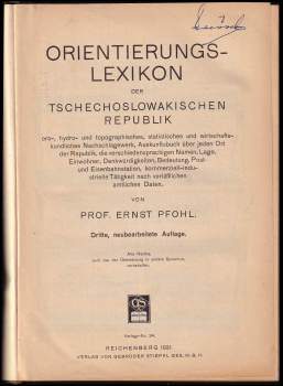 Ernst Pfohl: Orientierungs-lexikon der Tschecho-slowakischen Republik