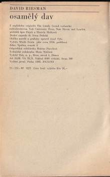 David Riesman: Osamělý dav