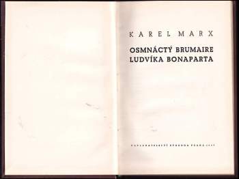 Karl Marx: Osmnáctý brumaire Ludvíka Bonaparta