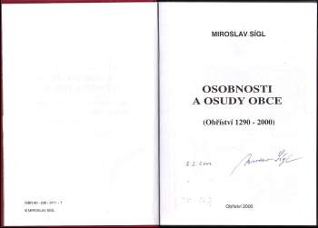 Miroslav Sígl: Osobnosti a osudy obce
