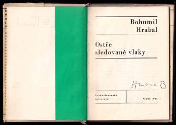 Bohumil Hrabal: Ostře sledované vlaky