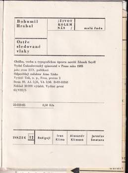 Bohumil Hrabal: Ostře sledované vlaky