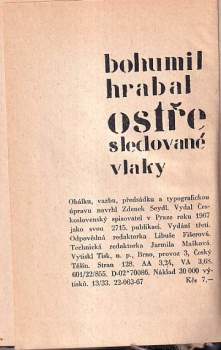 Bohumil Hrabal: Ostře sledované vlaky