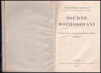 František Zuman: Osudové rozhodování