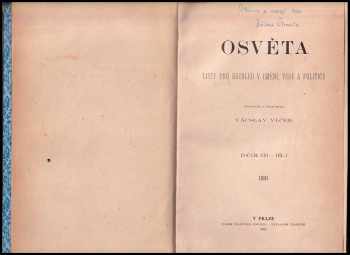 Vácslav Vlček: Osvěta - List pro rozhled v umění, vědě a politice - ročník XXI. - díl 1 + ročník XXII. díl 1