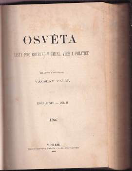 Václav Vlček: Osvěta ROČNÍK XIV., Díl I. + II.