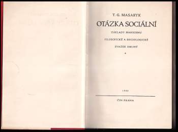 Tomáš Garrigue Masaryk: Otázka sociální
