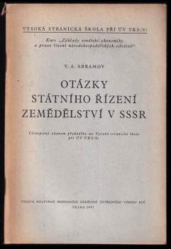 Otázky státního řízení zemědělství v SSSR