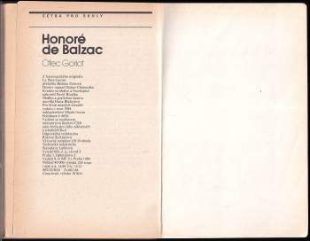 Honoré de Balzac: Otec Goriot