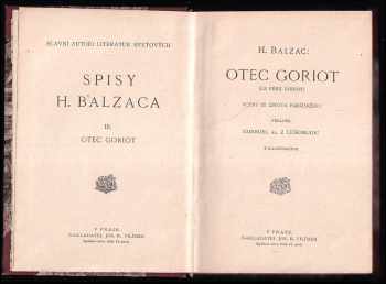 Honoré de Balzac: Otec Goriot - (Le père Goriot) - sceny ze života pařížského