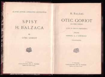 Honoré de Balzac: Otec Goriot