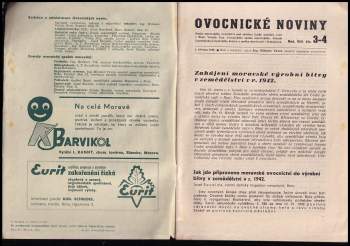 Karel Kamenický: Ovocnické noviny, NEKOMPLETNÍ ROČNÍK  VIII., Čísla 1-4