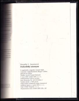 Dorothy L Sayers: Oxfordský anonym