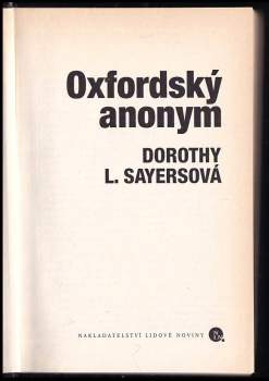 Dorothy L Sayers: Oxfordský anonym