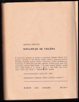 Agatha Christie: Oznamuje se vražda--