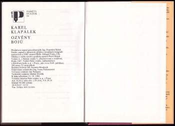 Karel Klapálek: Ozvěny bojů