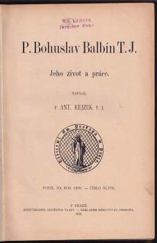 Antonín Rezek: P. Bohuslav Balbín T.J