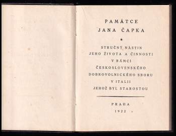 Jan Čapek: Památce Jana Čapka