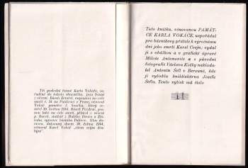 František Hampl: Památce Karla Vokáče