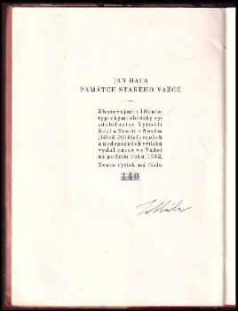 Památce starého važce PODPIS JÁN HÁLA - VÝTISK 140/500