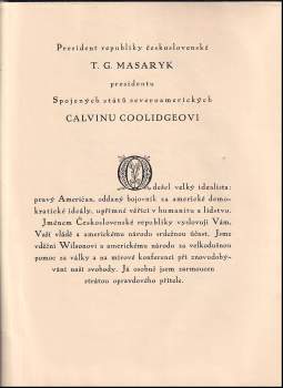 Woodrow Wilson: Památce Woodrow Wilsona národ československý