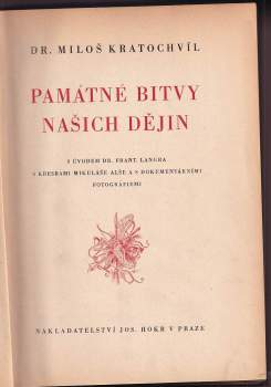 Miloš Václav Kratochvíl: Památné bitvy našich dějin
