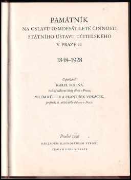Památník na oslavu osmdesátileté činnosti Státního ústavu učitelského v Praze II