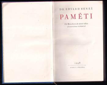 Edvard Beneš: Paměti