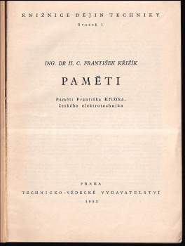 František Křižík: Paměti