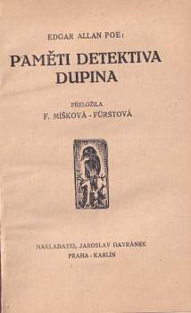 Edgar Allan Poe: Paměti detektiva Dupina