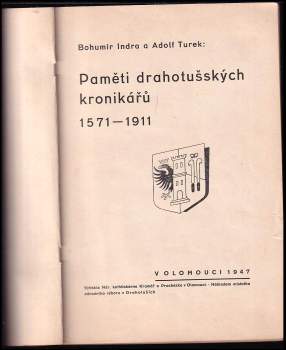 Adolf Turek: Paměti drahotušských kronikářů