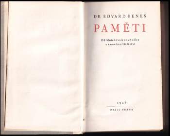 Edvard Beneš: Paměti