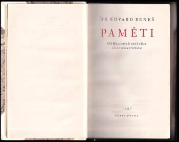 Edvard Beneš: Paměti
