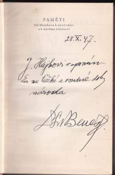 Edvard Beneš: Paměti