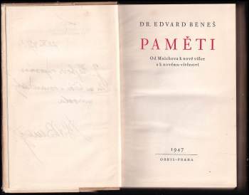 Edvard Beneš: Paměti